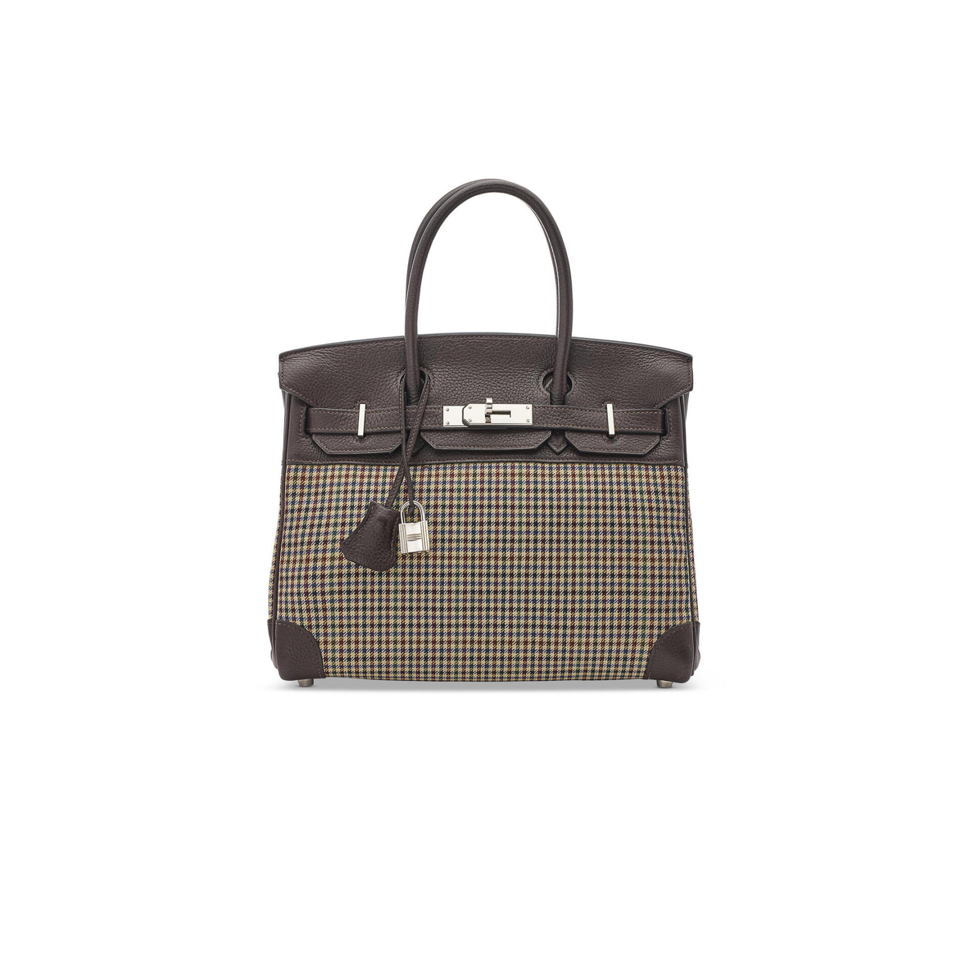 HERMÈS MASTER BIRKIN 30 TOGO AND PLAID WOOL PALLADIUM HARDWARE (30*23*15cm)